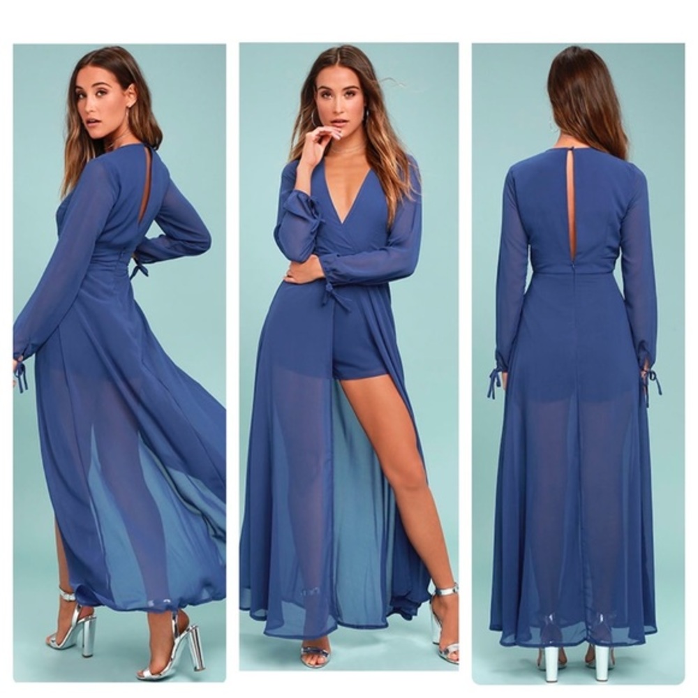 Lulu’s Gone With the Whirlwind Royal Blue Romper